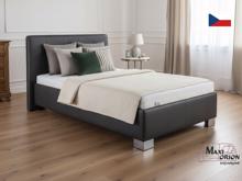 Fotogalerie Blanář – čalouněná postel Kelly s matrací 120×200 z umělé kůže (koženka) - tmavě šedá