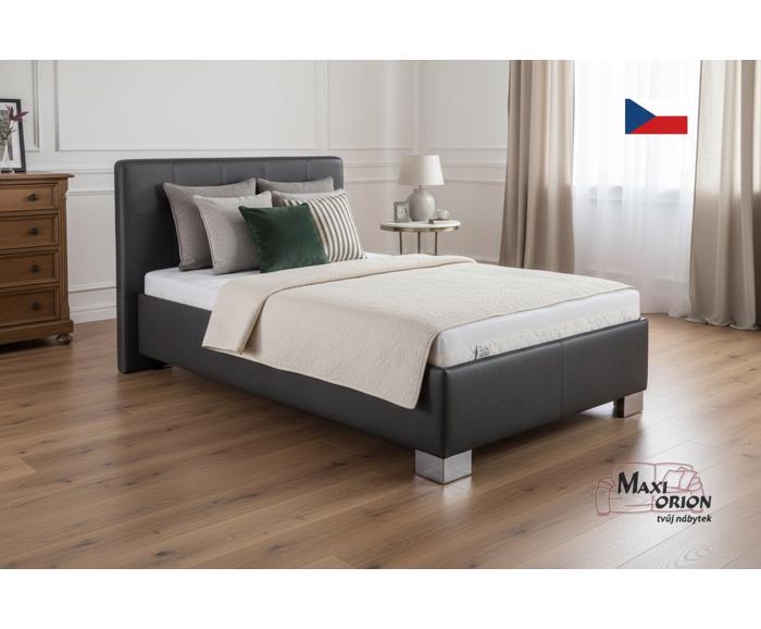 Fotogalerie Blanář – čalouněná postel Kelly s matrací 120×200 z umělé kůže (koženka) - tmavě šedá
