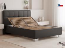 Fotogalerie Blanář – čalouněná postel Kelly s matrací 140×200 z umělé kůže (koženka) - tmavě šedá