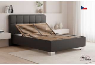 Blanář – moderní čalouněná postel Kelly 140×200 z umělé kůže (koženka) - tmavě šedá