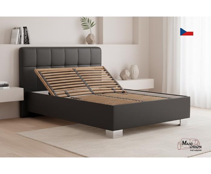 Fotogalerie Blanář – čalouněná postel Kelly s matrací 140×200 z umělé kůže (koženka) - tmavě šedá