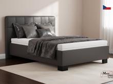 Fotogalerie Blanář – čalouněná postel Kelly s matrací 140×200 z umělé kůže (koženka) - tmavě šedá