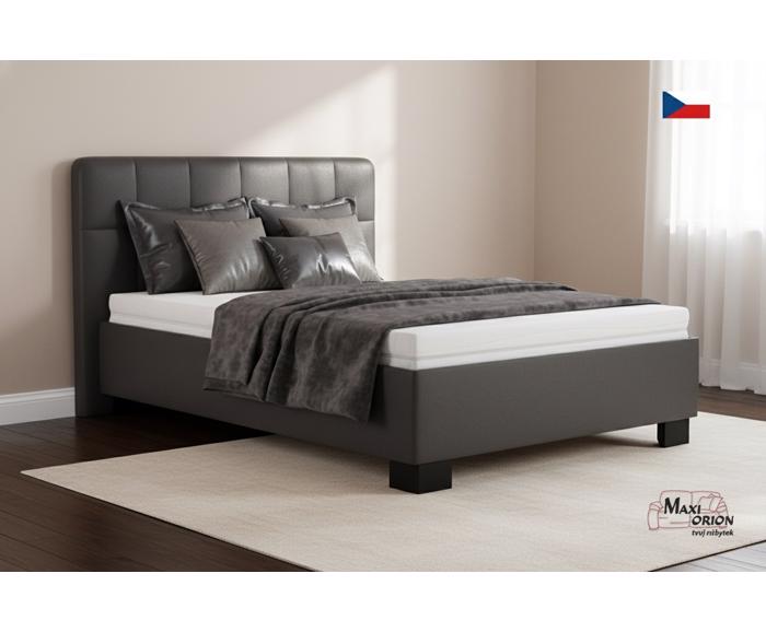Fotogalerie Blanář – čalouněná postel Kelly s matrací 140×200 z umělé kůže (koženka) - tmavě šedá