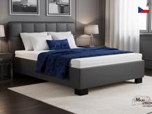 Fotogalerie Blanář – čalouněná postel Kelly s matrací 140×200 z umělé kůže (koženka) - tmavě šedá