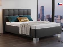 Fotogalerie Blanář – čalouněná postel Kelly s matrací 140×200 z umělé kůže (koženka) - tmavě šedá