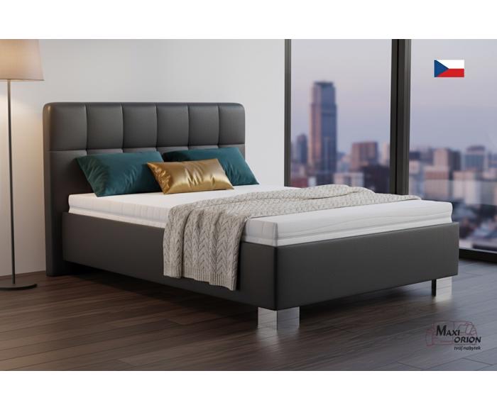 Fotogalerie Blanář – čalouněná postel Kelly s matrací 140×200 z umělé kůže (koženka) - tmavě šedá