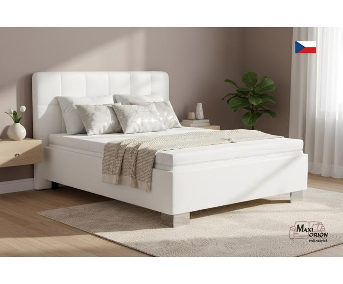 Fotogalerie Blanář – čalouněná postel Kelly s matrací 140×200 z umělé kůže (koženka) - bílá