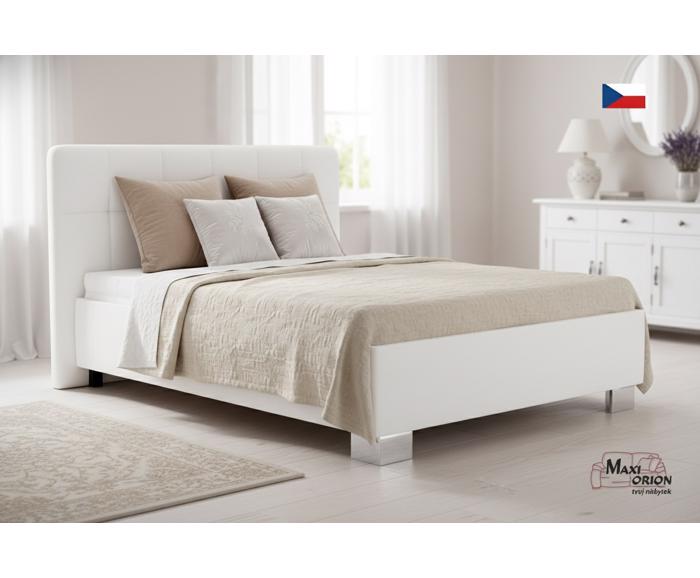 Fotogalerie Blanář – čalouněná postel Kelly s matrací 140×200 z umělé kůže (koženka) - bílá