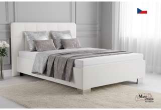 Blanář – čalouněná postel Kelly s matrací 140×200 z umělé kůže (koženka) - bílá