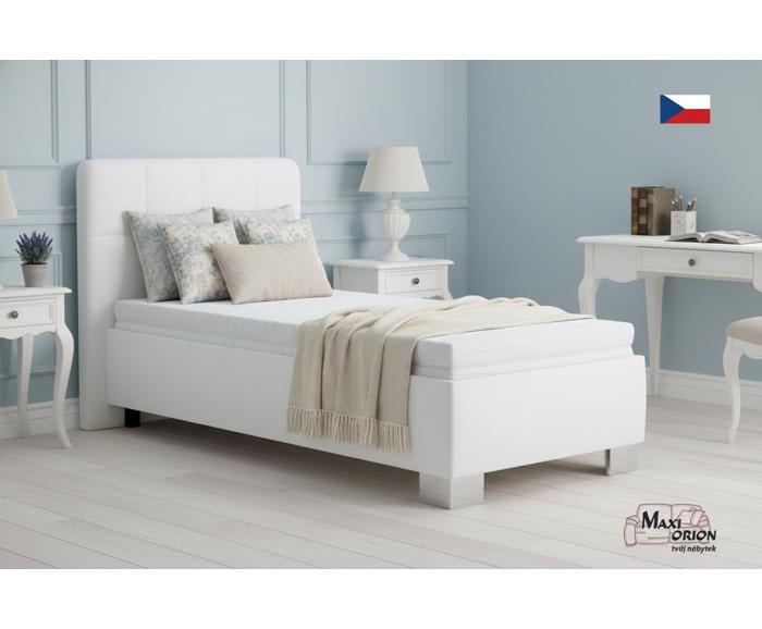 Fotogalerie Blanář – čalouněná postel Kelly s matrací 90×200 z umělé kůže (koženka) - bílá