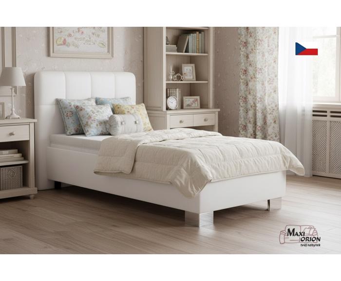 Fotogalerie Blanář – čalouněná postel Kelly s matrací 90×200 z umělé kůže (koženka) - bílá