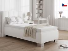 Fotogalerie Blanář – čalouněná postel Kelly s matrací 90×200 z umělé kůže (koženka) - bílá