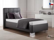 Fotogalerie Blanář – čalouněná postel Kelly s matrací 90×200 z umělé kůže (koženka) - tmavě šedá
