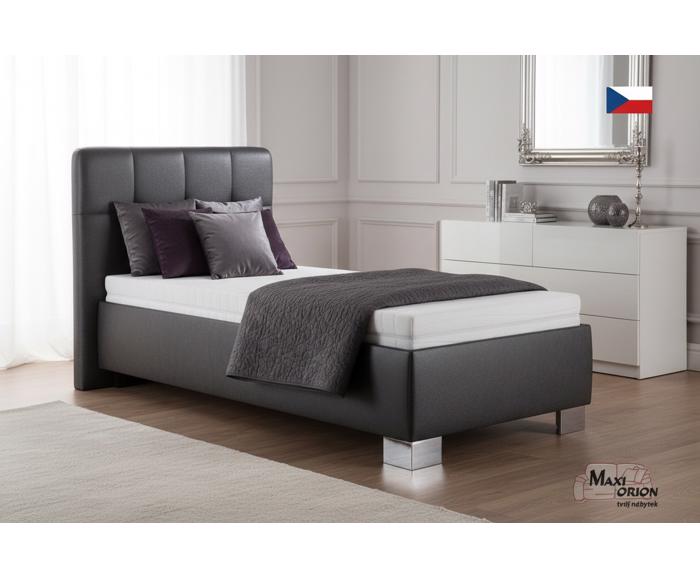 Fotogalerie Blanář – čalouněná postel Kelly s matrací 90×200 z umělé kůže (koženka) - tmavě šedá