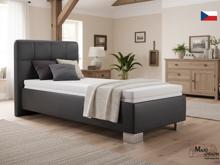 Fotogalerie Blanář – čalouněná postel Kelly s matrací 90×200 z umělé kůže (koženka) - tmavě šedá