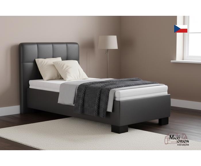 Fotogalerie Blanář – čalouněná postel Kelly s matrací 90×200 z umělé kůže (koženka) - tmavě šedá