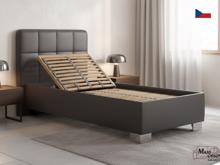 Fotogalerie Blanář – moderní čalouněná postel Kelly 90×200 z umělé kůže (koženka) - tmavě šedá