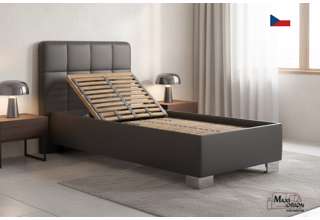 Blanář – moderní čalouněná postel Kelly 90×200 z umělé kůže (koženka) - tmavě šedá