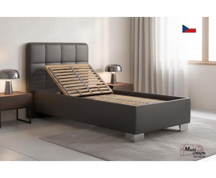 Fotogalerie Blanář – moderní čalouněná postel Kelly 90×200 z umělé kůže (koženka) - tmavě šedá