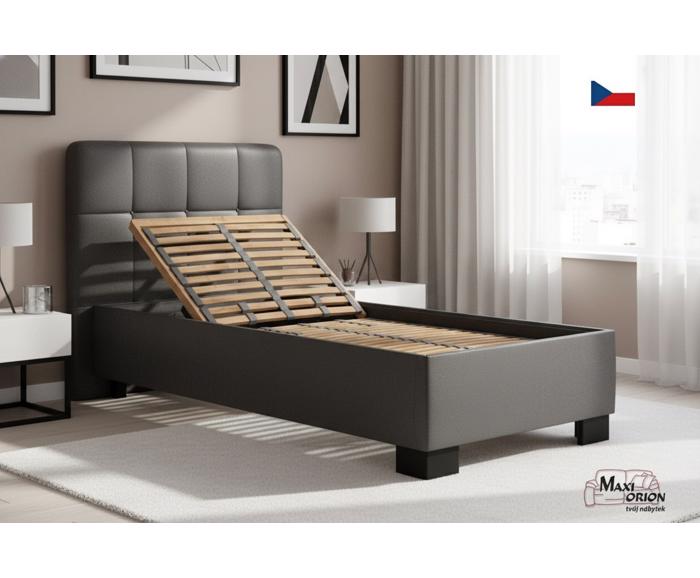Fotogalerie Blanář – moderní čalouněná postel Kelly 90×200 z umělé kůže (koženka) - tmavě šedá