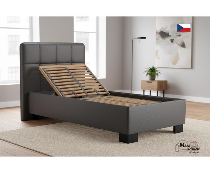 Fotogalerie Blanář – moderní čalouněná postel Kelly 90×200 z umělé kůže (koženka) - tmavě šedá