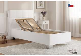 Blanář – moderní čalouněná postel Kelly 90×200 z umělé kůže (koženka) - bílá