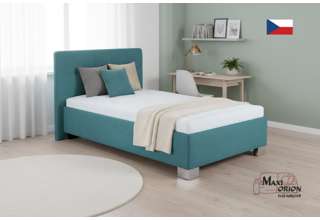 Blanář - čalouněná postel Kelly s matrací 120x200 - tyrkysová