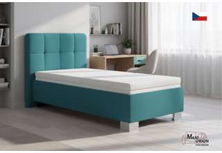 Blanář - čalouněná postel Kelly s matrací 90x200 - tyrkysová