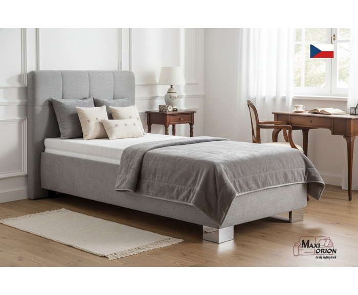 Fotogalerie Blanář - čalouněná postel Kelly s matrací 90x200 - šedá