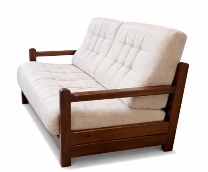 Fotogalerie Béžová rozkládací pohovka z bukového masivu Barbora (Fagus)