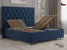 Fotogalerie Blanář Kerstin 180x200 cm luxusní čalouněná postel s lamelovými rošty - tmavě modrý samet