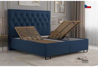 Blanář Kerstin 180x200 cm luxusní čalouněná postel s lamelovými rošty - tmavě modrý samet