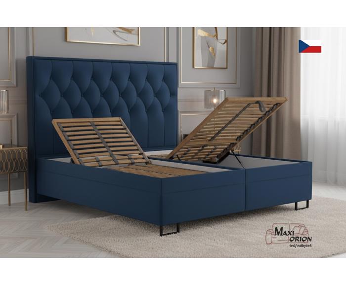 Fotogalerie Blanář Kerstin 180x200 cm luxusní čalouněná postel s lamelovými rošty - tmavě modrý samet