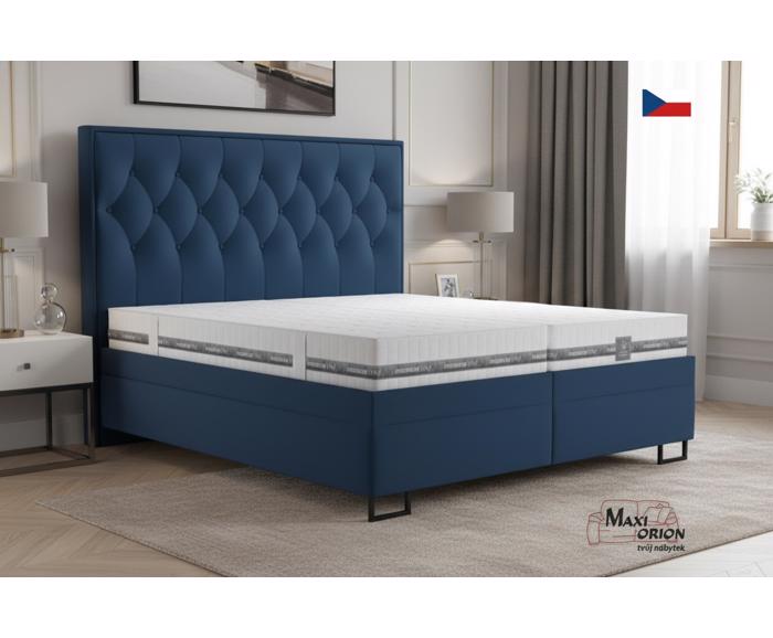 Fotogalerie Blanář Kerstin 180x200 cm luxusní čalouněná postel s lamelovými rošty - tmavě modrý samet