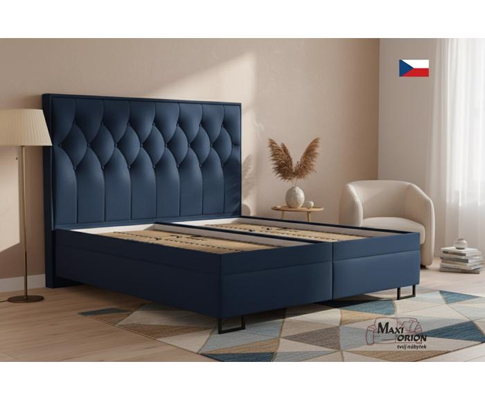 Fotogalerie Blanář Kerstin 180x200 cm luxusní čalouněná postel s lamelovými rošty - tmavě modrý samet
