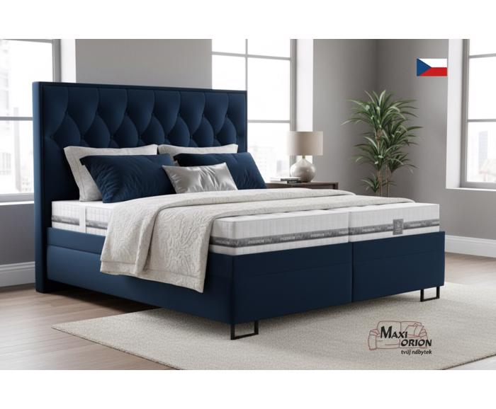 Fotogalerie Blanář Kerstin 180x200 cm luxusní čalouněná postel s lamelovými rošty - tmavě modrý samet