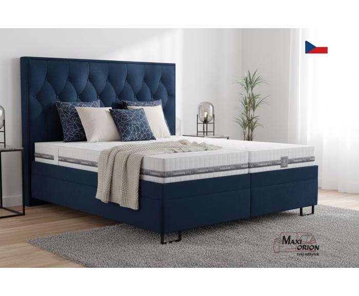 Fotogalerie Blanář Kerstin 180x200 cm luxusní čalouněná postel s lamelovými rošty - tmavě modrý samet