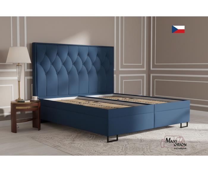 Fotogalerie Blanář Kerstin 180x200 cm luxusní čalouněná postel s lamelovými rošty - tmavě modrý samet