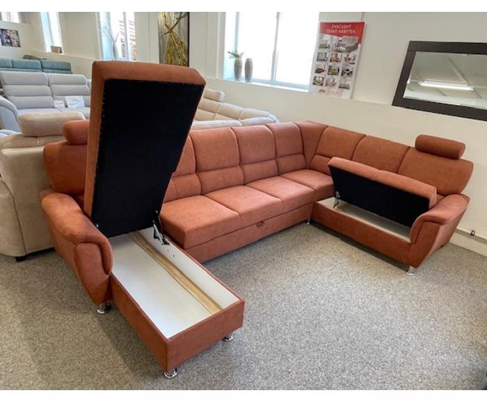 Foto z prodejny - sedací souprava Demo HR ve tvaru U - úložné prostory