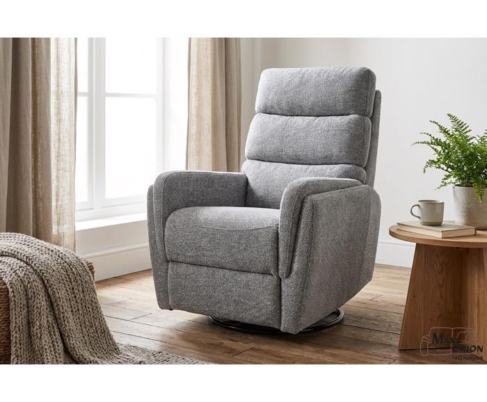 Otočné a houpací křeslo s funkcí relax pro seniory - Raven šedé
