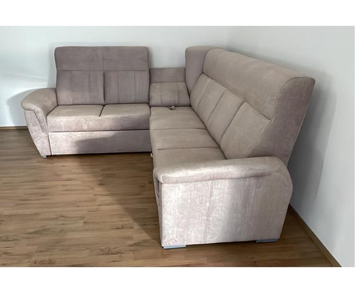 Reálné foto z prodejny - rohová rozkládací sedačka Bára s úložným prostorem - pohled z boku