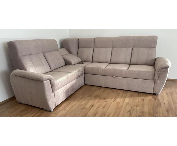 Reálné foto z prodejny - rohová rozkládací sedačka Bára s úložným prostorem - relax v rohovém díle