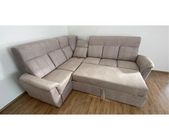 Reálné foto z prodejny - rohová rozkládací sedačka Bára s úložným prostorem - rozklad