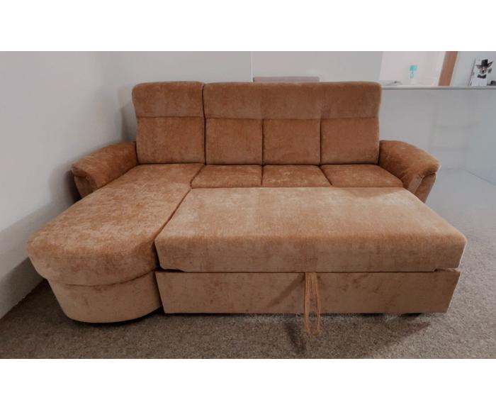 Rohová rozkládací sedací souprava Bára s úložným prostorem - cihlová, rozklad