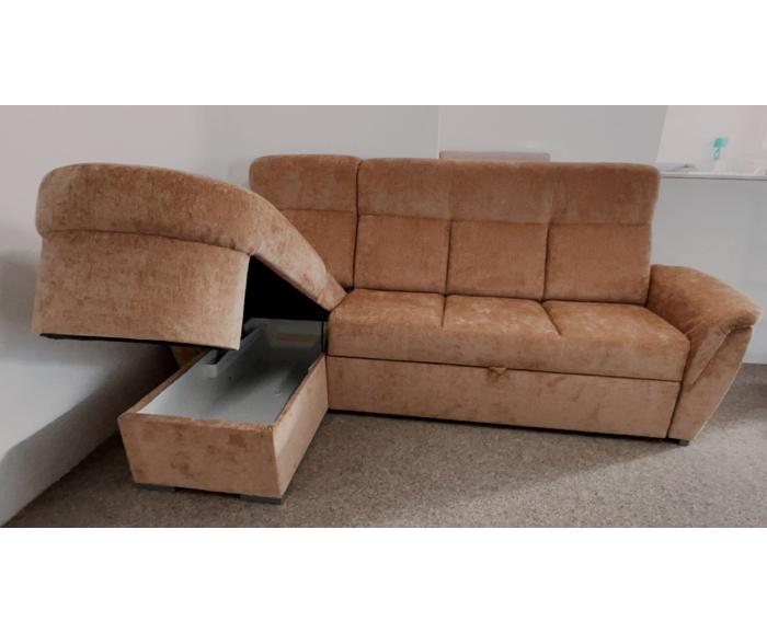 Rohová rozkládací sedací souprava Bára s úložným prostorem - cihlová, úložný prostor