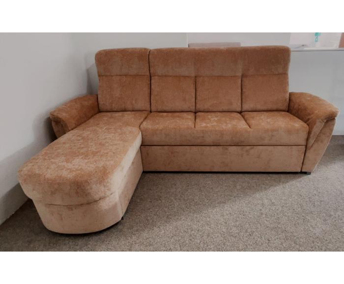 Rohová rozkládací sedací souprava Bára s úložným prostorem - cihlová