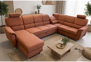 Ilustrační fotografie - Moderní sedací souprava Demo HR ve tvaru U – HR pěna, rozkládací