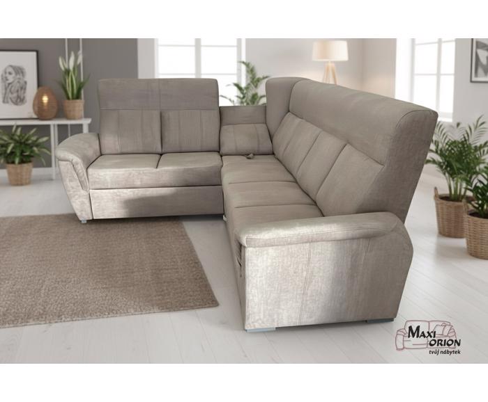 Ilustrační foto - rohová rozkládací sedačka Bára s úložným prostorem - ukázka interiéru - boční pohled