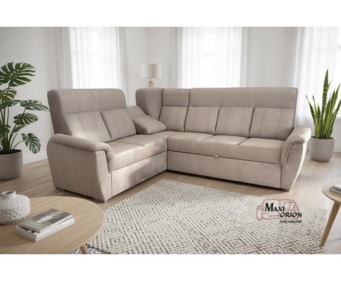 Ilustrační foto - rohová rozkládací sedačka Bára s úložným prostorem - ukázka interiéru