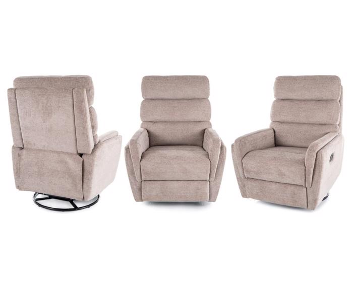 Ilustrační fotografie - Relaxační otočné a houpací křeslo Raven – tmavě béžové, pohled ze všech stran